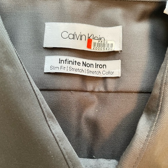 Calvin Klein Charcoal grey Dress Shirt infinite non iron 32/33 long sleeve slim - Picture 2 of 6